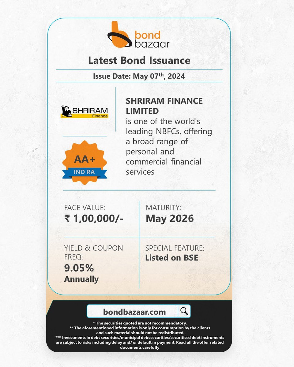 Summary of the Latest Bond Issuance by SHRIRAM FINANCE LIMITED . . . #investmentreturns #investmentnews #financialwealth #investinginthefuture #investinginmyfuture #investmentgoals