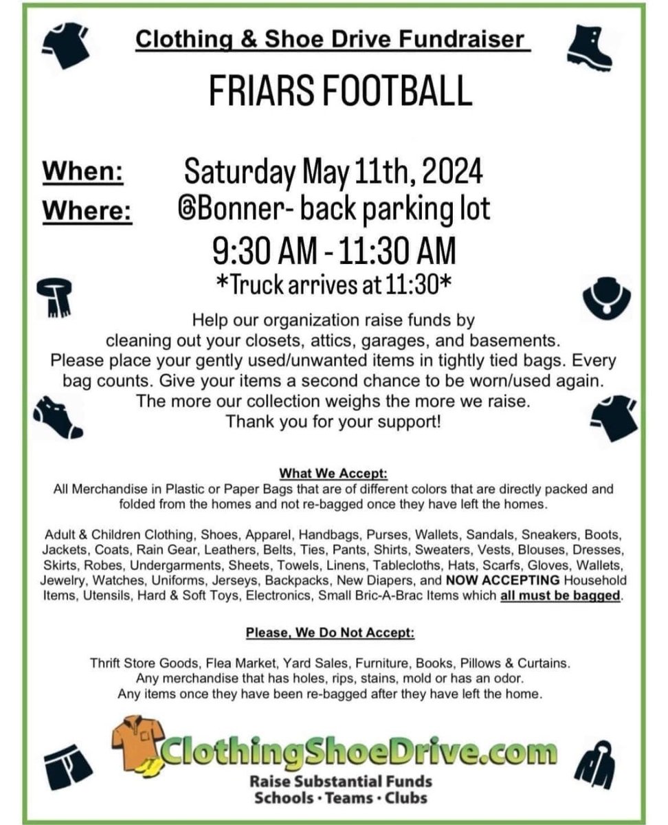 @MBAP_Football come out and drop off the things you don't need/want.