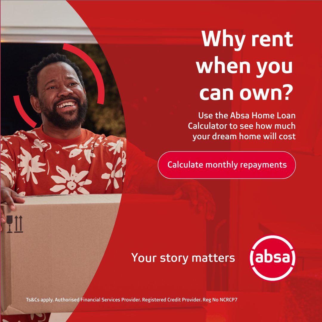 It’s possible to make your homeownership dreams a reality. Start by using the Absa Home Loan Calculator to easily find out what you can afford. #YourStoryMatters bit.ly/4abbUhK