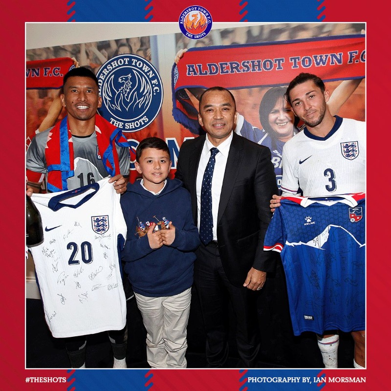 We'd like to thank the match & ball sponsors Gini London for their support during our England C vs Nepal fixture which took place Monday! Gini London, can be seen pictured with their chosen man of the match from both teams and their fully signed match shirts! #TheShots❤️💙