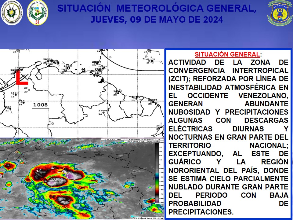 #NicoEsUnDuro

📡¡FANB EN CONSTANTE MONITOREO!🇻🇪 

📢 La REDI ORIENTAL 🪖 a través de la oficina de Meteorología Aeronáutica de Barcelona te presenta el pronóstico ⛈️🌤️⛅ de hoy #9May

@PCivil_Ve
@RedanOriente
@OrientalRedan