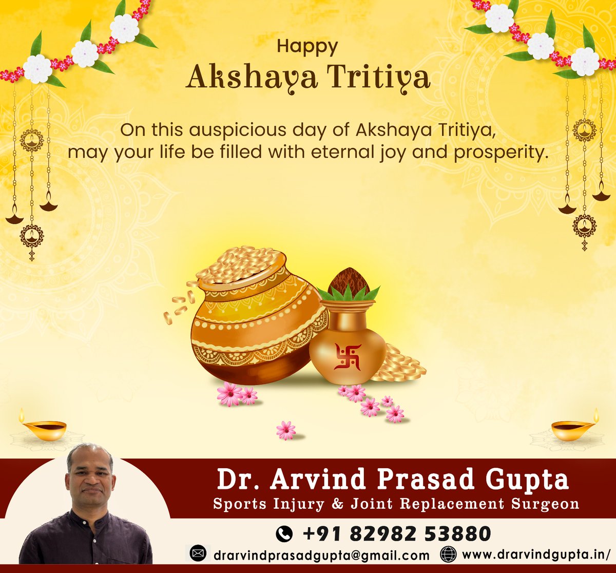 drarvind_gupta's tweet photo. 𝐇𝐚𝐩𝐩𝐲 𝐀𝐤𝐬𝐡𝐚𝐲𝐚 𝐓𝐫𝐢𝐭𝐢𝐲𝐚! 𝐌𝐚𝐲 𝐭𝐡𝐢𝐬 𝐚𝐮𝐬𝐩𝐢𝐜𝐢𝐨𝐮𝐬 𝐝𝐚𝐲 𝐛𝐫𝐢𝐧𝐠 𝐲𝐨𝐮 𝐞𝐧𝐝𝐥𝐞𝐬𝐬 𝐣𝐨𝐲 𝐚𝐧𝐝 𝐩𝐫𝐨𝐬𝐩𝐞𝐫𝐢𝐭𝐲 𝐭𝐡𝐚𝐭 𝐥𝐚𝐬𝐭𝐬 𝐟𝐨𝐫𝐞𝐯𝐞𝐫. 🌟
#AkshayaTritiya #Prosperity #Blessings https://t.co/gqbTzFa6Fy