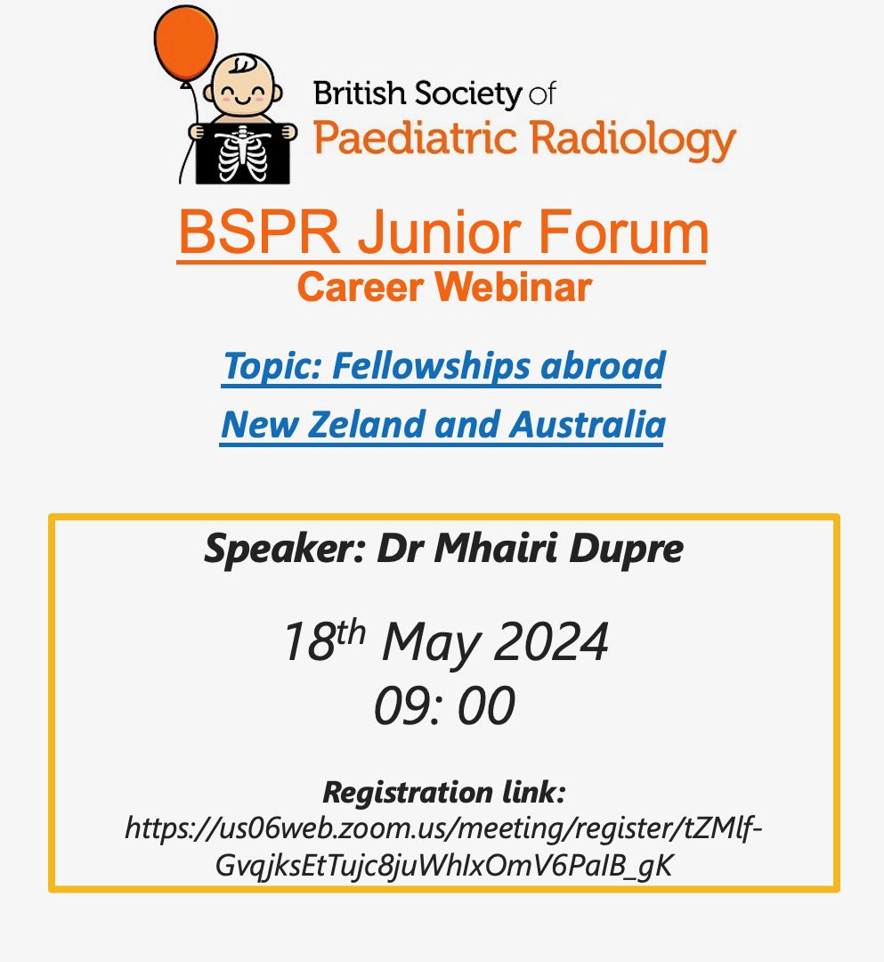 ✈️🌍 Career Webinar ✈️🌍 Fellowships abroad in New Zealand and Australia. Dr Mhairi Dupre, 18th May 2024 @ 9am ☀️🕶️🏝️🗺️ More details and Zoom link below: bspr.co.uk/junior-forum/j… @_the_SRT @ESPRSociety @espr_junior @RCRadiologists @IR_Juniors