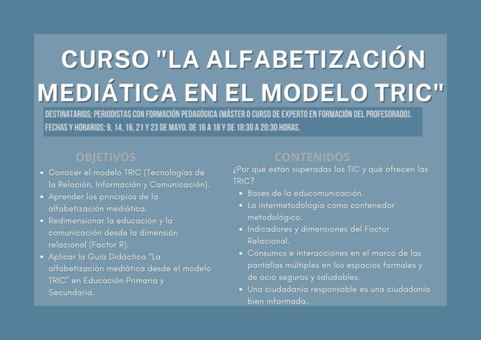La alfabetización mediática desde el modelo #TRIC. Esta tarde comenzamos este curso dirigido por el @GICIDUZ en colaboración con la @Periodistas_APA periodistasdearagon.org/2024/04/26/abi…