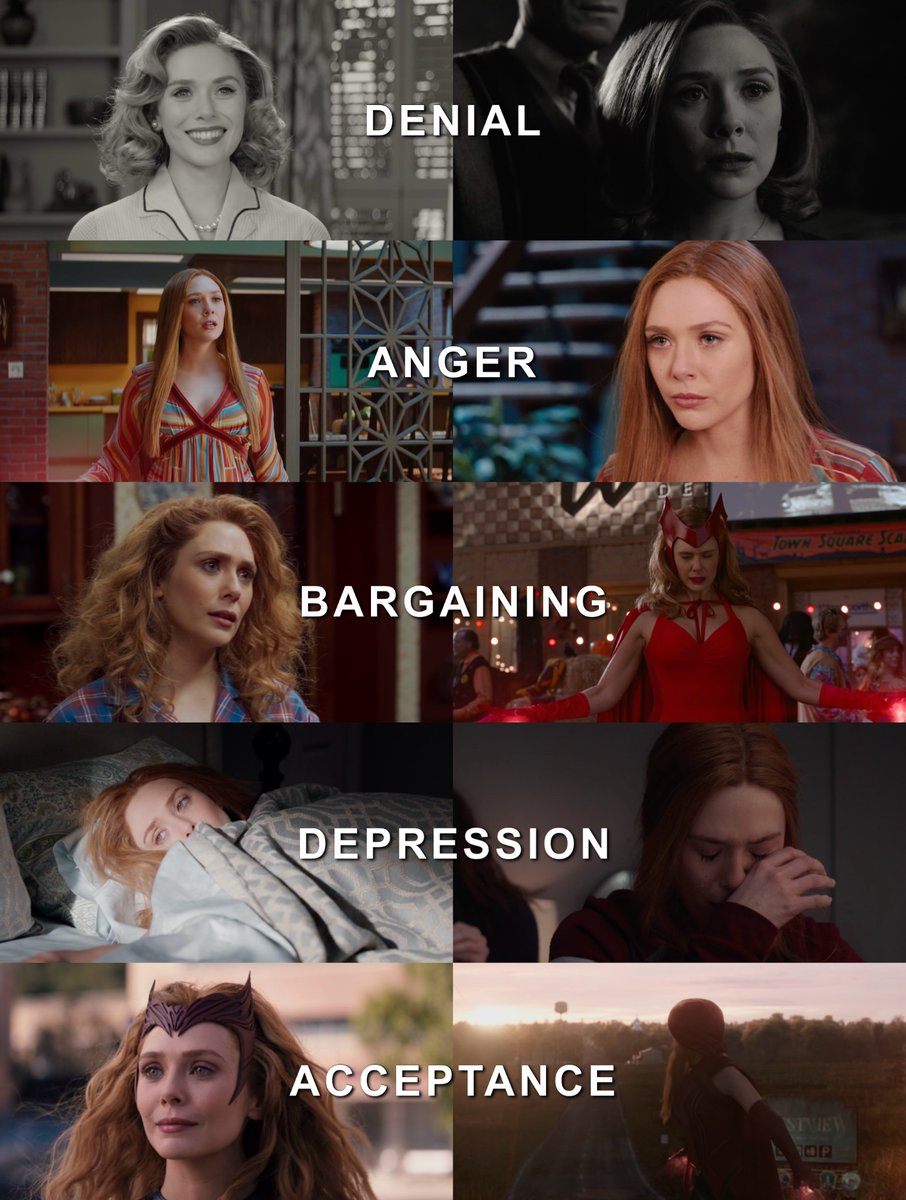 wanda’s progress through the stages of grief in wandavision. ❤️‍🩹