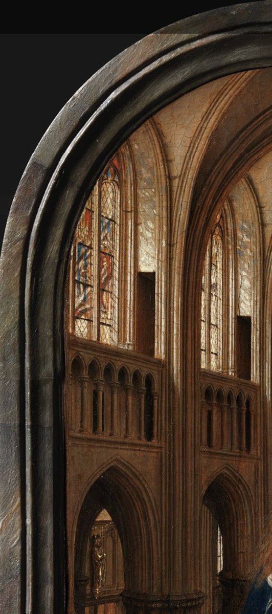 #JuevesDeArquitectura 

¡Qué bien pinta 🖼️ la ARQUITECTURA GÓTICA (exterior e interiormente) Van Eyck!

Arcos apuntados, gárgolas, pináculos, gabletes, vidrieras 😍.