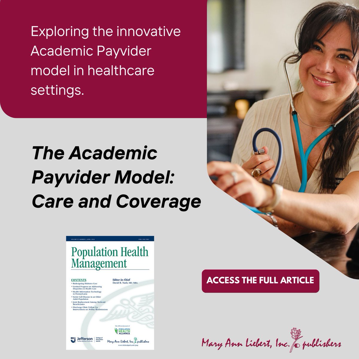 Exciting healthcare news! 🎉 Explore the Academic Payvider model, bridging payers & providers for better care. Discover its impact on healthcare, reducing admin burdens & improving outcomes! Don't miss out! Read more: liebertpub.com/doi/10.1089/po… #HealthcareInnovation #ValueBasedCare