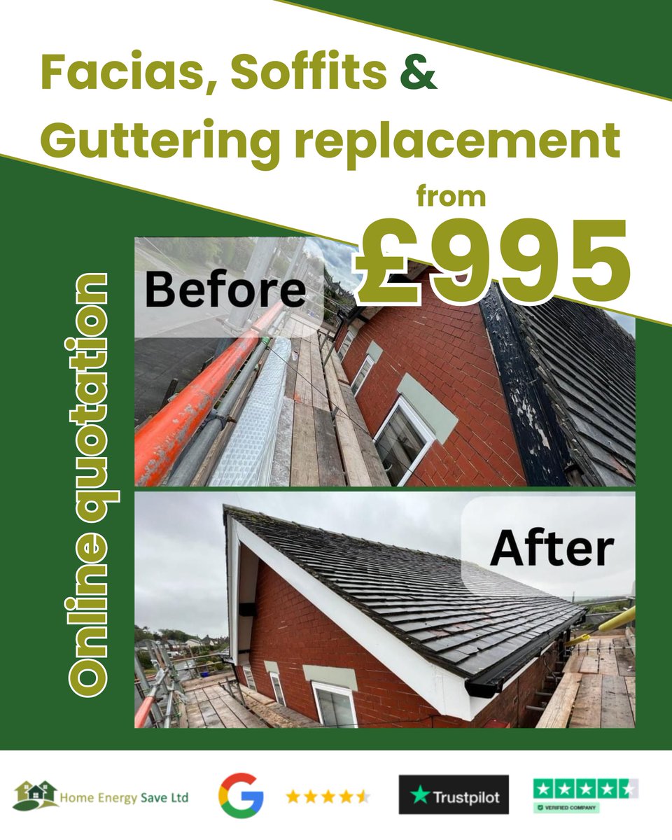 ❗❗ Message us for a FREE online quote ❗❗

🔥 UPVC Facias, Soffits & Guttering starting from only £995 🔥 Protect your home before the rain starts again with your local home protection specialists.

🗓️ Spaces available for May & June 🗓️

💬 Message now for a FREE quote 💬