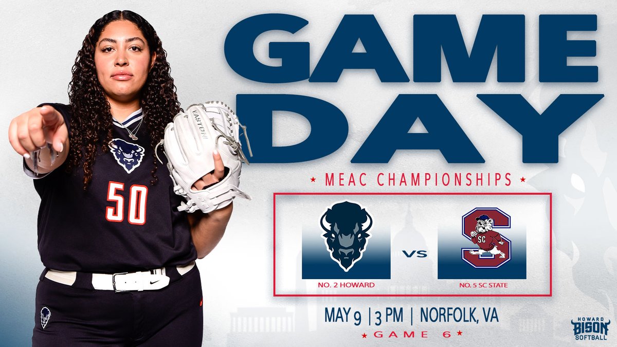 🥎 | Are you ready for more @HUBisonSoftball?! Cheer on the Bison as they face SC State in Game 6 of the @MEACSports championship tournament! ️📈: tinyurl.com/3t3dsz5f #BleedBlue