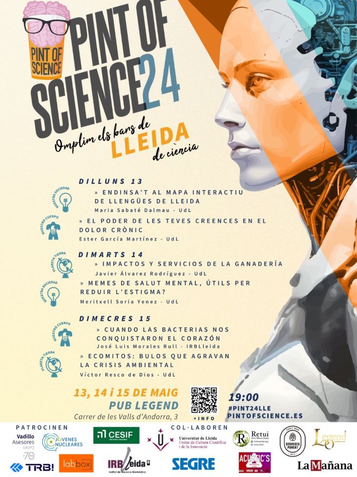 Arriba el 𝗣𝗜𝗡𝗧 𝗢𝗙 𝗦𝗖𝗜𝗘𝗡𝗖𝗘 𝟮𝟬𝟮𝟰 els dies 📆13, 14 i 15 de maig al @Legend_Lleida, a les 19.00 h.🔝 @AgroJAlvarez i @rescodedios, professors de l'#etseafiv, hi participaran! No t'ho perdis! 🏃‍♀️ #Pint24ES #Pint24LLE @pintofscienceES @UCCI_UdL @UdL_info @udlsiau