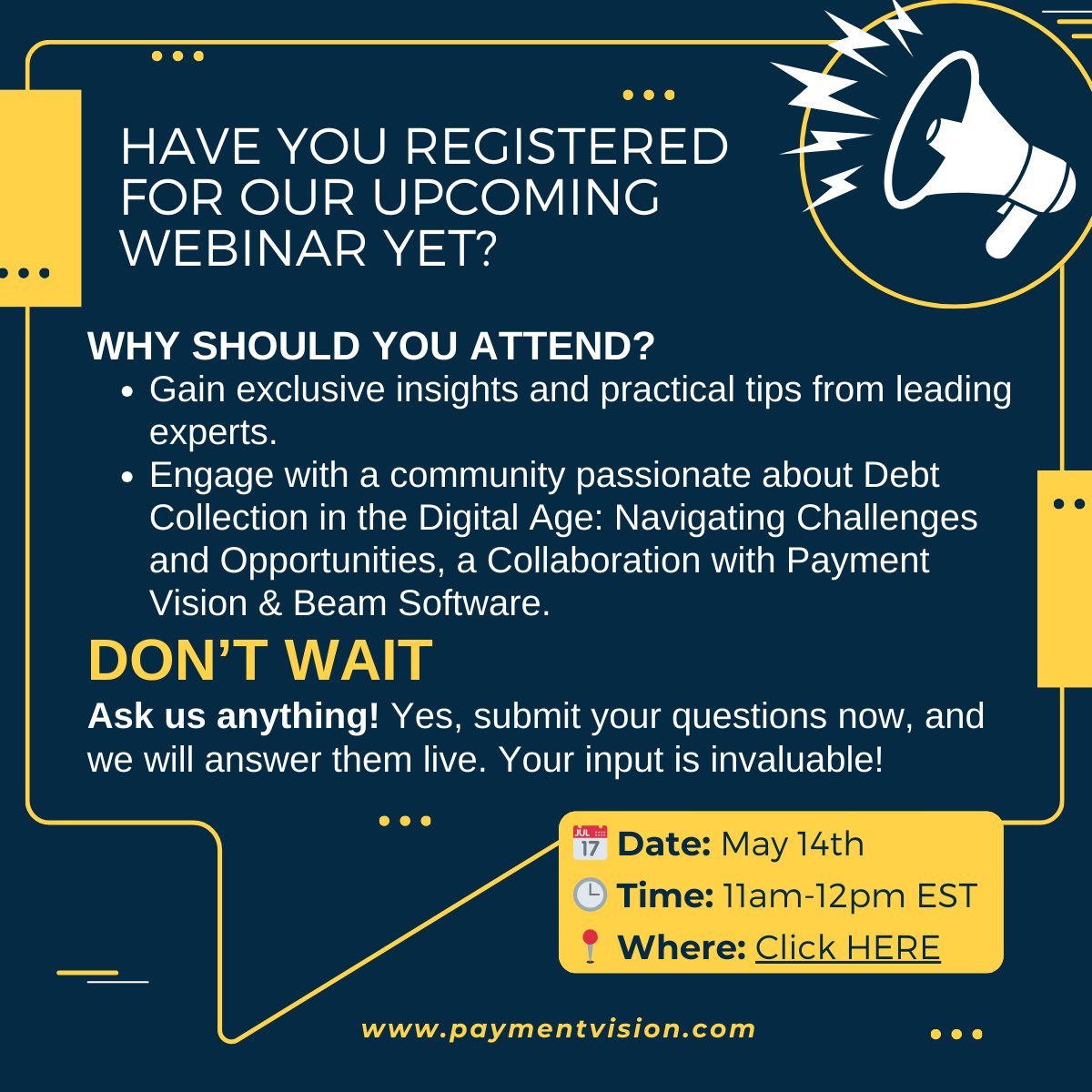 BeamSoftware's tweet image. 🚀 Your Voice, Our Experts! 🚀
🌟Why wait?🌟 

Drop your burning questions in the comments on this post and have them answered LIVE by our experts during our must-attend webinar: 

📅 Date: May 14th
🕒 Time: 11-12pm EST
📍 Location: lnkd.in/gzXkhHU4