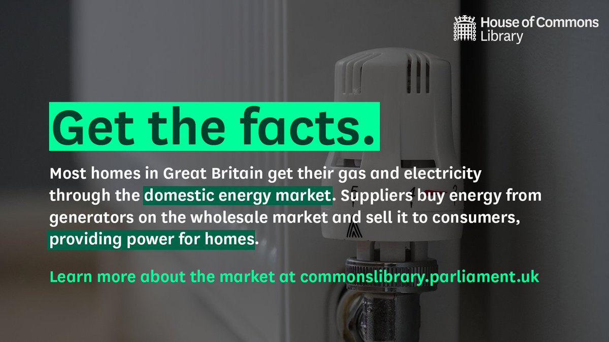 🔎 What is the domestic energy market? Find out with impartial and accessible research from the @commonslibrary. Get the facts on what the domestic energy market does, how your energy bills are calculated and more: commonslibrary.parliament.uk/research-brief…