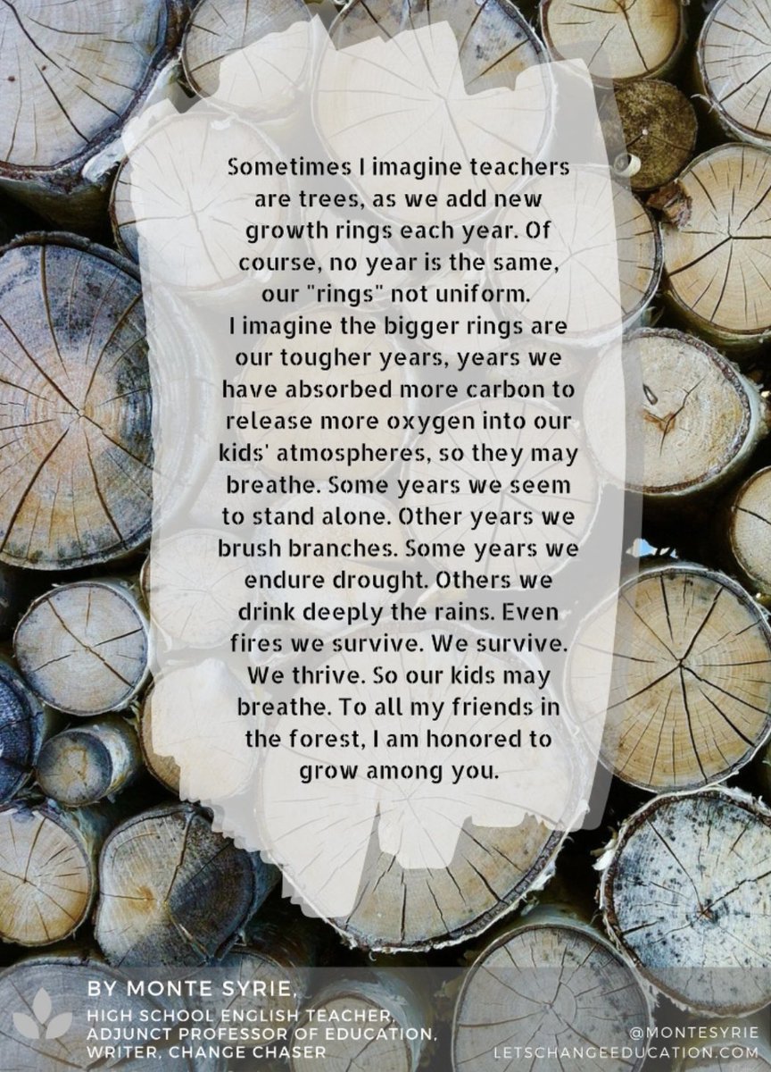 “Sometimes, I imagine teachers are trees…

…To all my friends in the forest, I am honored to grow among you.”

#TeacherAppreciateWeek
