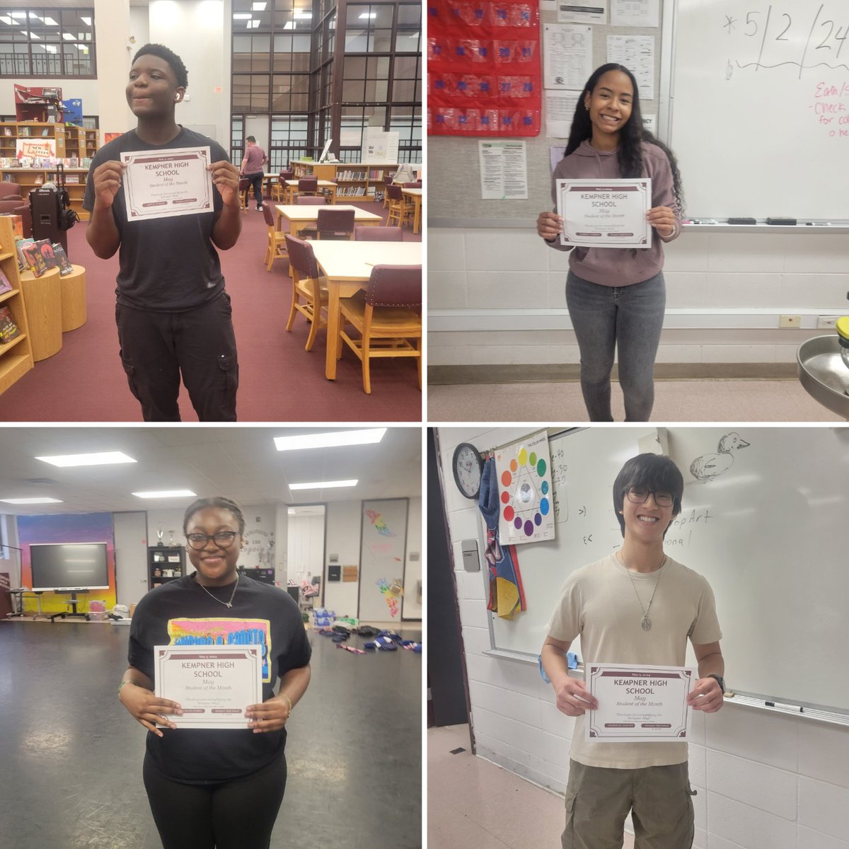 Congrats to our May students of the month! Thank you for exemplifying the Kempner way. 9- Joshua O. 10 - Isabella T. 11 - Nia S. 12 - Jonathan #greatdaytobeacougar #WeAreKHS #rayofsunshine @KHS_Cougars @Kempner_FB @CougarKempner @kempnerbrigade @SLMSTitans