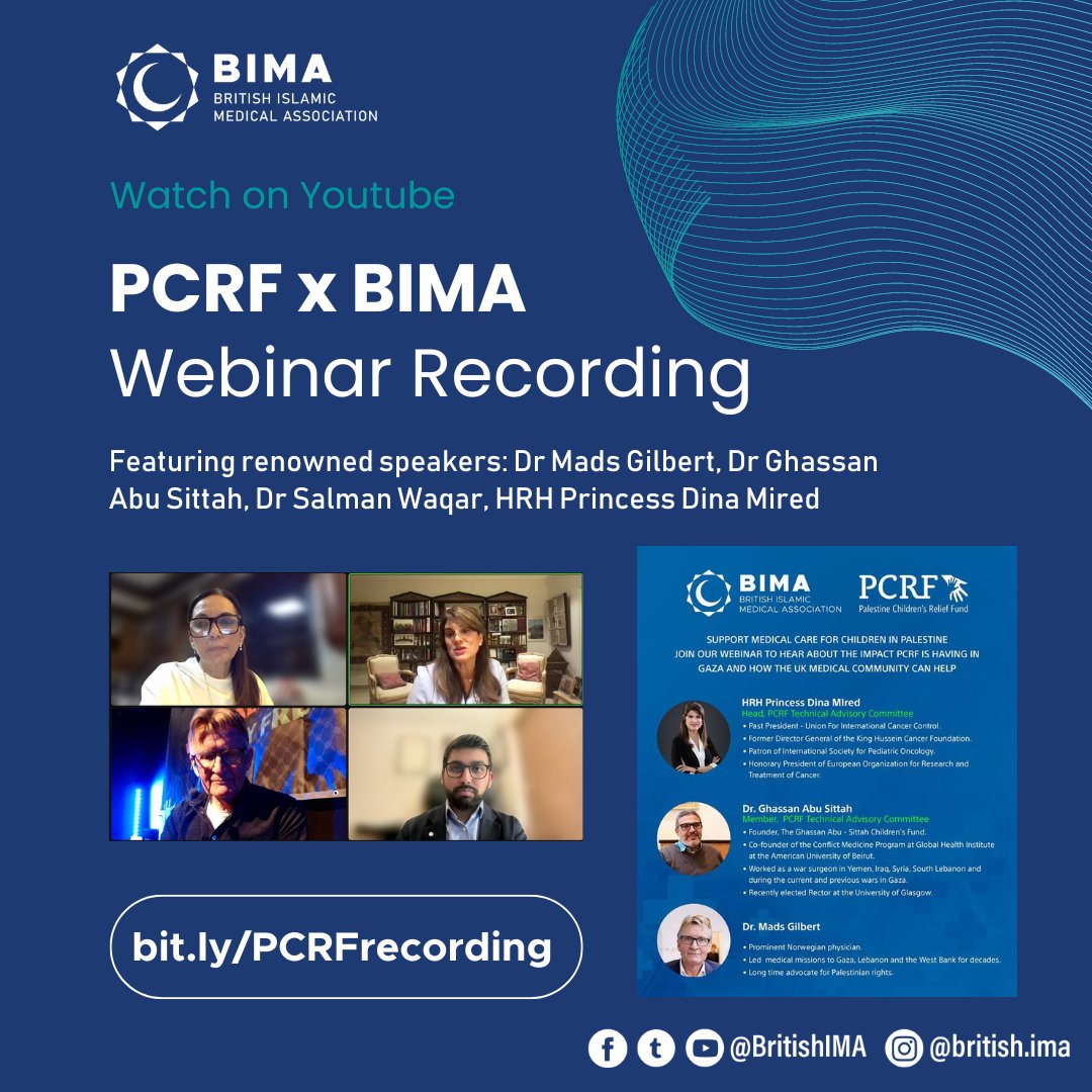 📢 Webinar recording now live 📢 Following our highly anticipated and very popular webinar with @ThePCRF on their work in Gaza and how the UK healthcare community can help, we are pleased to share the webinar recording. Watch the webinar recording here: eu1.hubs.ly/H091m9p0