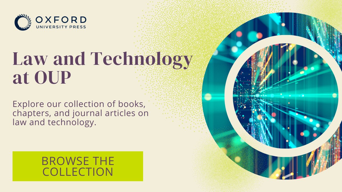 Browse our collection of books, chapters, and journal articles featuring the latest research on law and technology, including topics such as AI governance, data protection, and technology regulation. ➡️ Explore the collection now oxford.ly/3xYHulm #ITLdc24 #TechnologyLaw