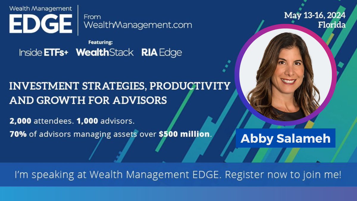 Ready to talk growth for advisors?🚀You're in luck! Our Chief Growth Officer, Abby Salameh will be speaking at WealthManagement EDGE! If you're headed to EDGE, make sure to check out Abby speak on the panel 'Organic Growth: The Art & Science of Cracking the Code.' 🌟