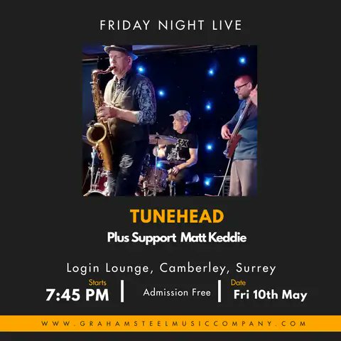 At Login Lounge Camberley tomorrow with Tunehead. Matt Keddie support. Free entry, booking advised as filling up. Nice bar for a fun evening out. loginlounge.co.uk/events