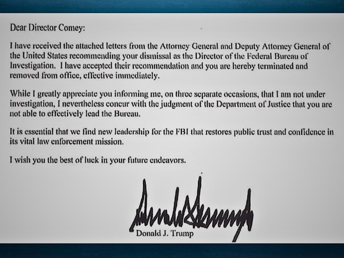 On this date— May 9, 2017—Trump fires Comey “It is essential that we find new leadership for the FBI that restores public trust and confidence in its vital law enforcement mission.” —Donald J. Trump 7 years later, the FBI is more corrupt than ever.