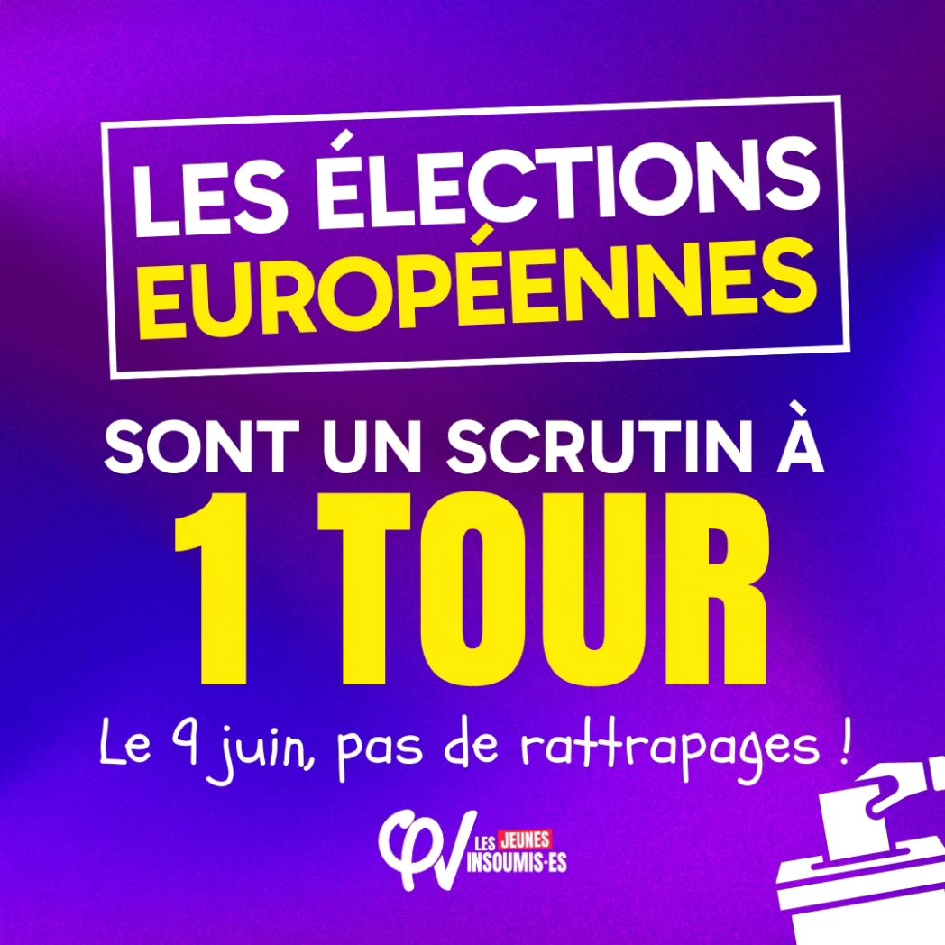 Le #9juin, pas de rattrapages ! ❌️

Les élections européennes, c'est 1 seul tour et c'est dans 1 mois 🗳

Mettons 0/20 aux macronistes et à l'extrême droite avec l'#UnionPopulaire ! 🙌