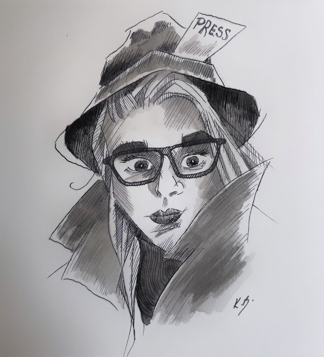 My sister @KarlaBrading a fantastically talented illustrator, drew me in ink! ❤️🗞️