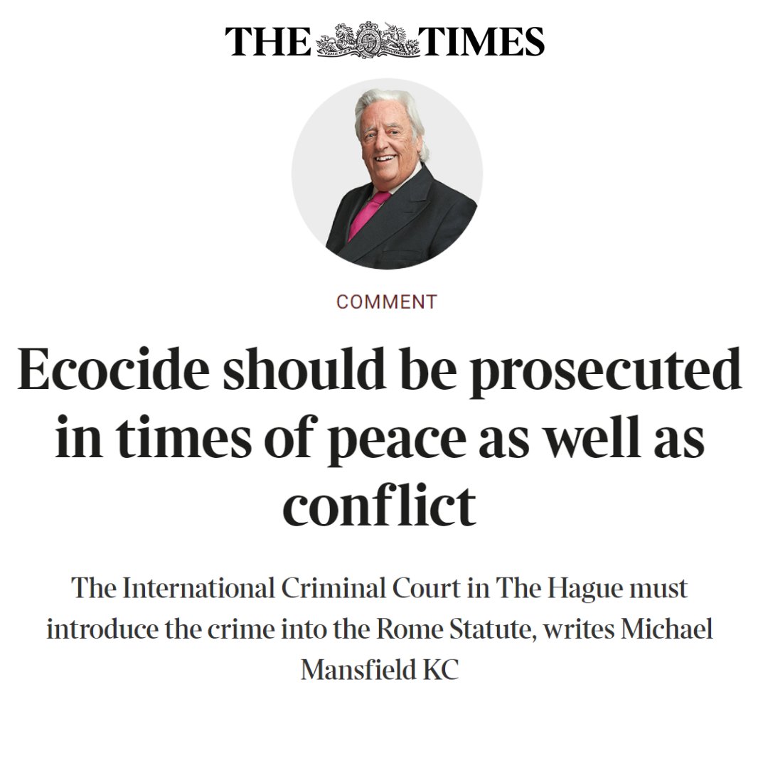 “Companies cannot be given a license to spill and kill, provided they clear up the mess”. Full-length comment piece by the legendary Michael Mansfield KC here: stopecocide.earth/guest-blog/eco… First published in the @thetimes here: thetimes.co.uk/article/ecocid… #StopEcocide