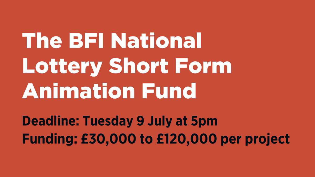 The @BFI has opened funding for applications to the BFI National Lottery Short Form Animation Fund, which aims to provide support for higher-budget animated short films. Make sure to apply by 5pm on Tuesday 9 July 2024 📅 Find out more at: bfi.org.uk/get-funding-su…