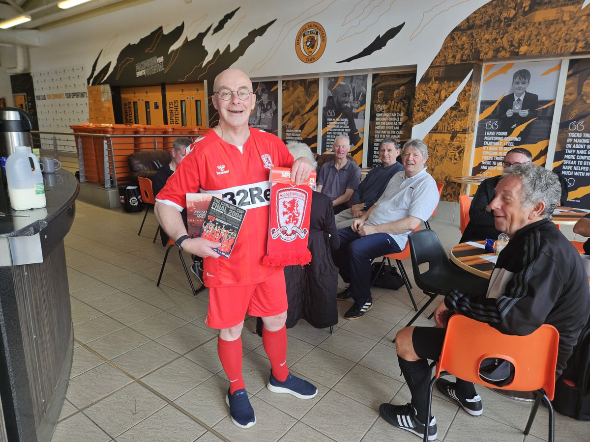 This morning, Jack, one of our dedicated Walking Footballers and a lifelong Middlesbrough fan, received a thoughtful goody bag from @MFCFoundation at the Tigers Trust Arena. It was a heartwarming gesture expressing gratitude for his support of the club. ❤️