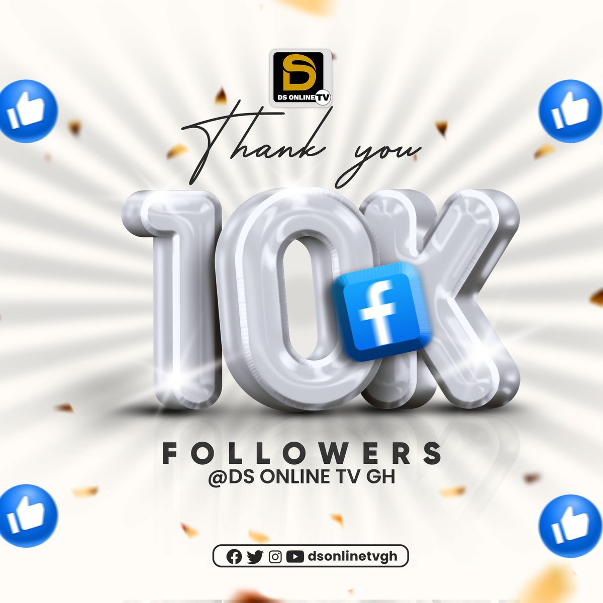 We're grateful for the support! Join us as we celebrate reaching 10k followers on Facebook. Discover our journey, get inspired, and be part of our thriving community. Keeping supporting DS ONLINE TV GH and Follow us for more content on YouTube, Tiktok , Twitter, Facebook &amp; Instag