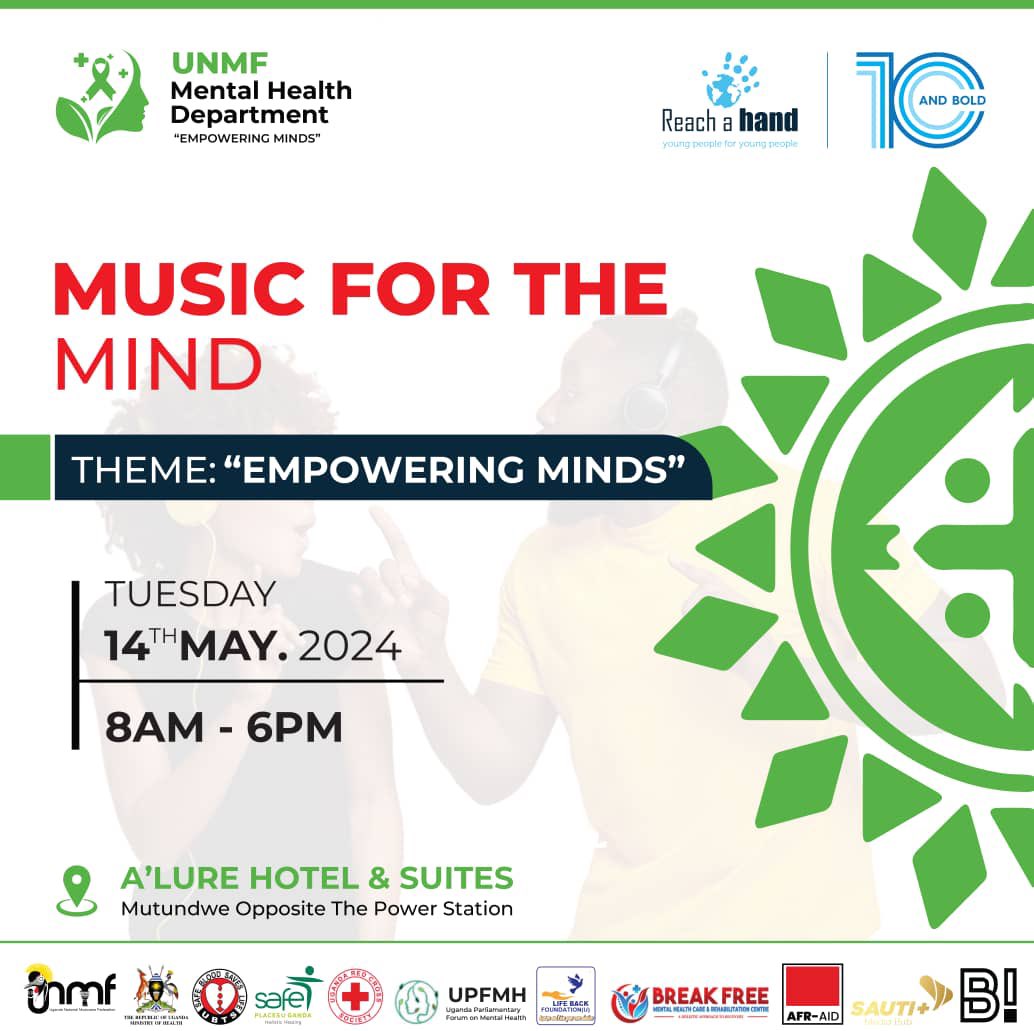 Join us for an empowering mental health event themed 'Empowering Minds' organized by the @unmfederationug Mental Health Department in partnership with @reachahand 🌟 📅 Date: 14th May 2024 📍 Venue: Alure Hotel, Mutundwe ℹ️ This event is part of Mental Health Month celebrations…