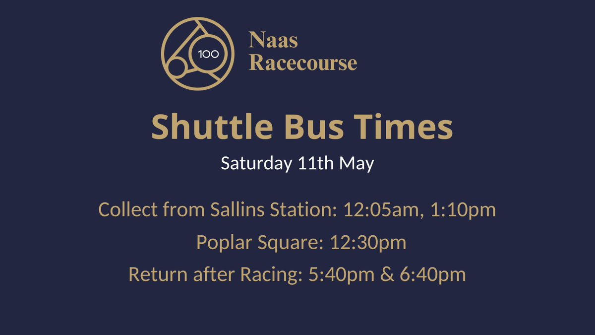 Coming racing on Saturday? 🏇 Leave the car at home and avail of our free shuttle bus service from Sallins train station & Poplar Square in Naas.