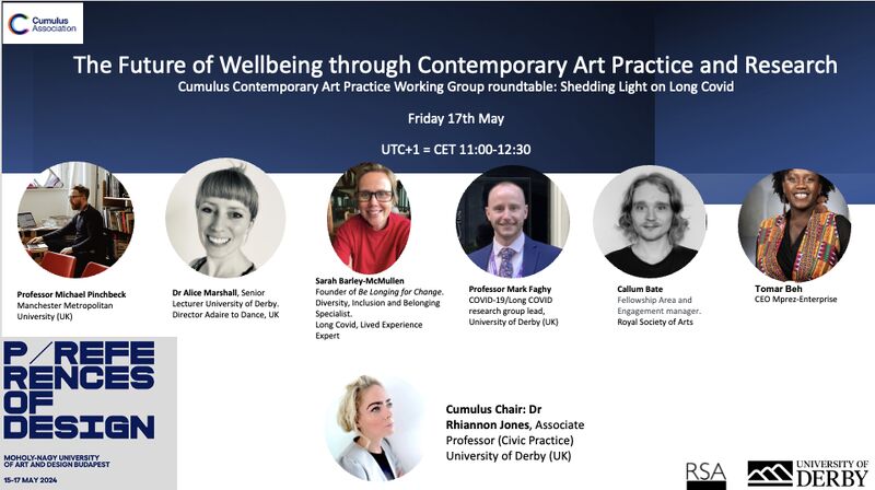 Next Friday we have the Shedding Light on Long Covid roundtable with ⬇️these amazing colleagues. Live from MOME Budapest for @CumulusAsso Free to join us, register here: lnkd.in/eJGeuKS6 @DerbyUni @theRSAorg