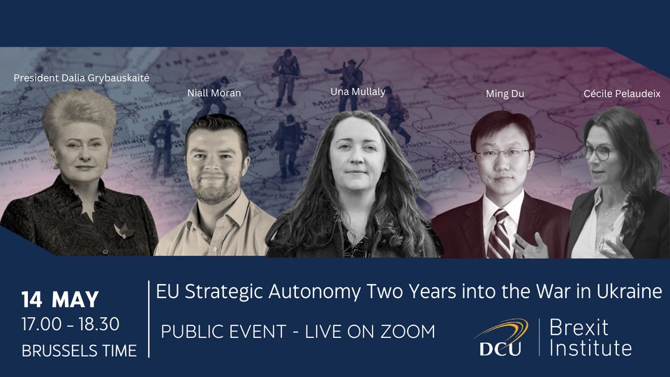 Happy #EuropeDay! Next Tuesday, we host former Lithuanian President Dalia @Grybauskaite_LT and experts for a discussion on 'EU Strategic Autonomy Two Years into the War in #Ukraine' via zoom. Register now: bit.ly/3Wc4nM1 #EUtrade #EUindustrialpolicy @DCU @LawGovDCU