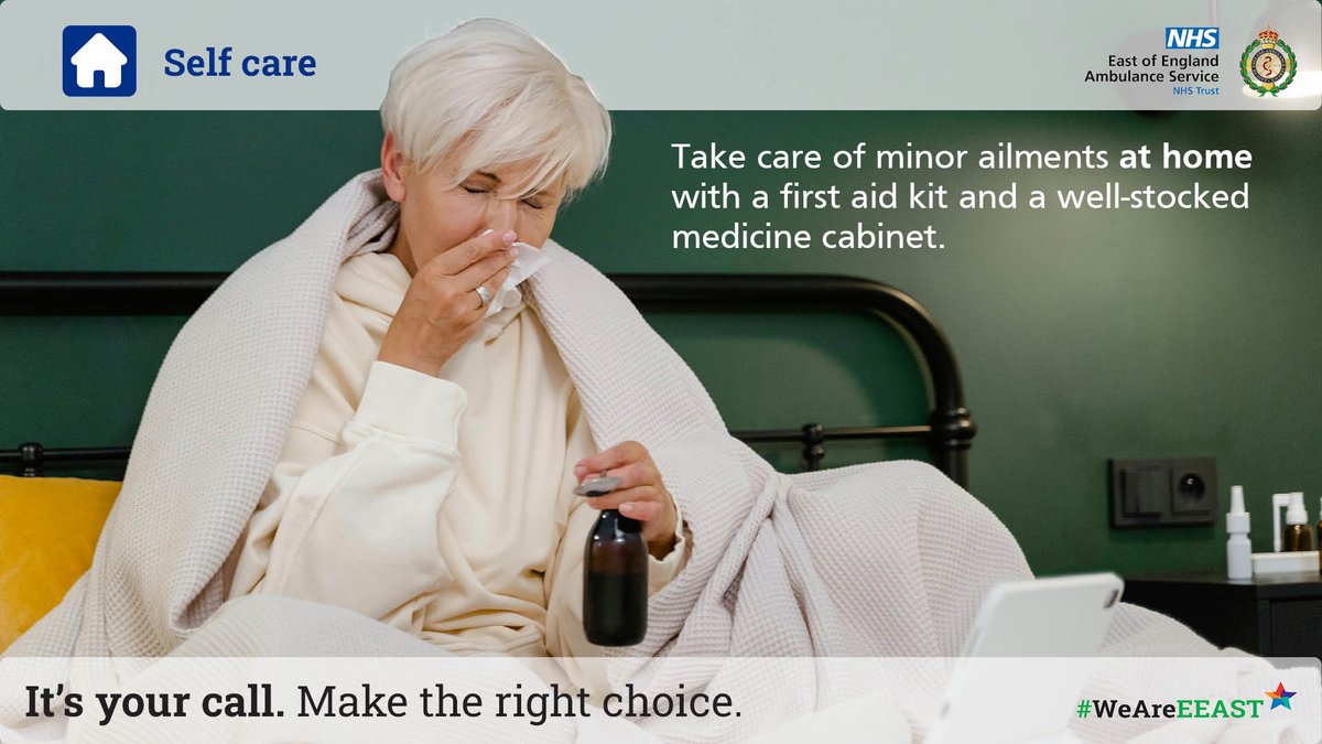 Minor ailments such as coughs and colds can be treated at home with a first aid kit and well-stocked medicine cabinet 💊 #ItsYourCall – Make the right choice.