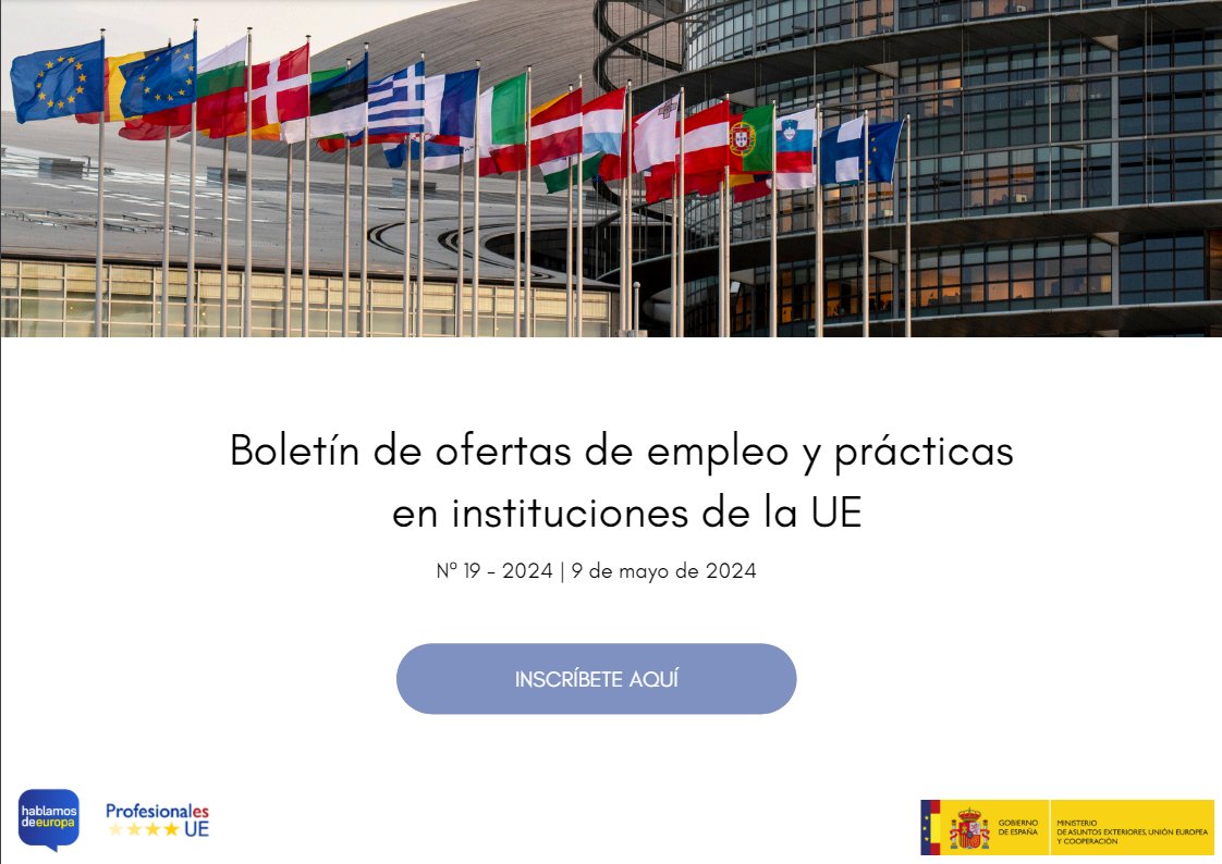 Boletín de ofertas de emprego e prácticas en institucións da UE acortar.link/iPtkOk