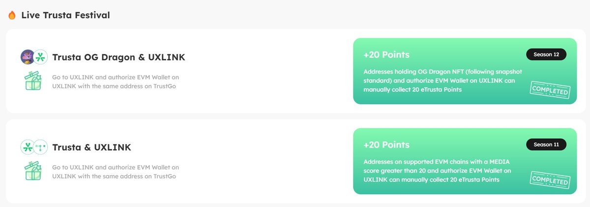 🎉 #UXlink Airdrop coming to #Trusta Festival! 🚀

Own  @UXLINKofficial  NFTs & enjoy perks based on your NFT tier:😍

-100% chance to get $UXLINK airdrop!
-Opportunities to get airdrops from eco-partners & #Airdrop2049  partners!
-Voting rights on community governance!

🔥With