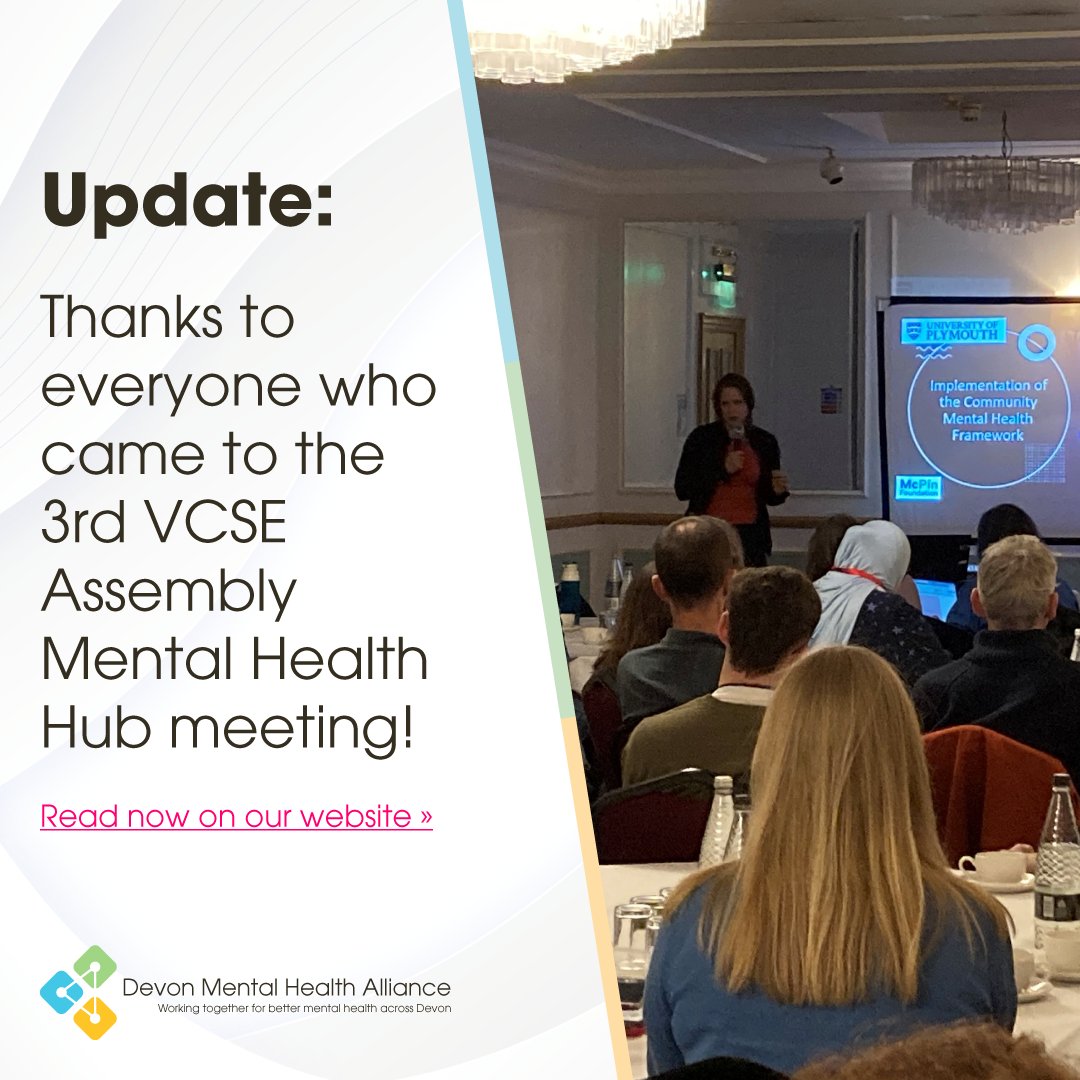 We recently hosted the 3rd Devon, Plymouth &amp; Torbay VCSE Assembly Mental Health Hub meeting in Exeter, which was focused on research and featured speakers from NIHR, the NHS, and the University of Plymouth.

Read more about the event: loom.ly/jyRsxbs