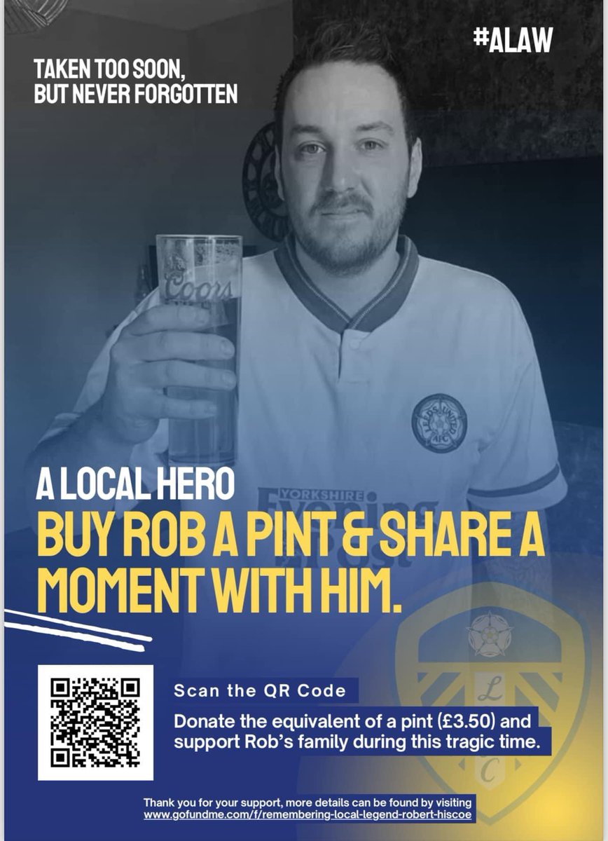 Seen this posted by my local, let’s give it a few shares Leeds, donate if you can #lufc @OrtaKnowBetter @lufctrust @TheSquareBall @OddyTSB @PhilHay_ @GrahamSmyth @Mattdavelewis @Cli5hy