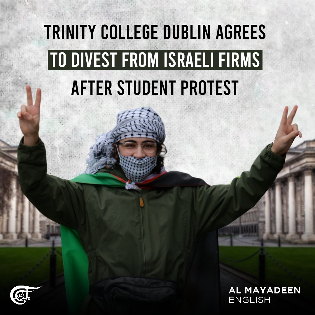 The pro-#Palestine student protests at Trinity College #Dublin have led the university to pledge to cut ties with Israeli companies, ending the five-day encampment established by students.

On the night of May 8, the student leaders emerged victorious of a campaign that disrupted…