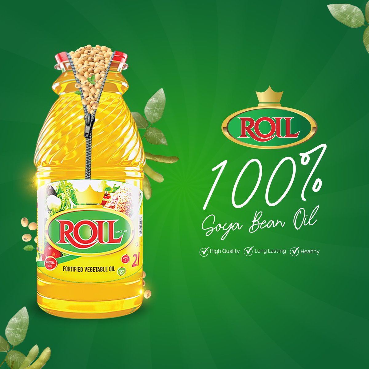 Roil Cooking Oil is made from the finest soya beans for high quality, long lasting and healthy cooking oil. @BusisaMoyo #roilcookingoil #unitedrefinerieslimited