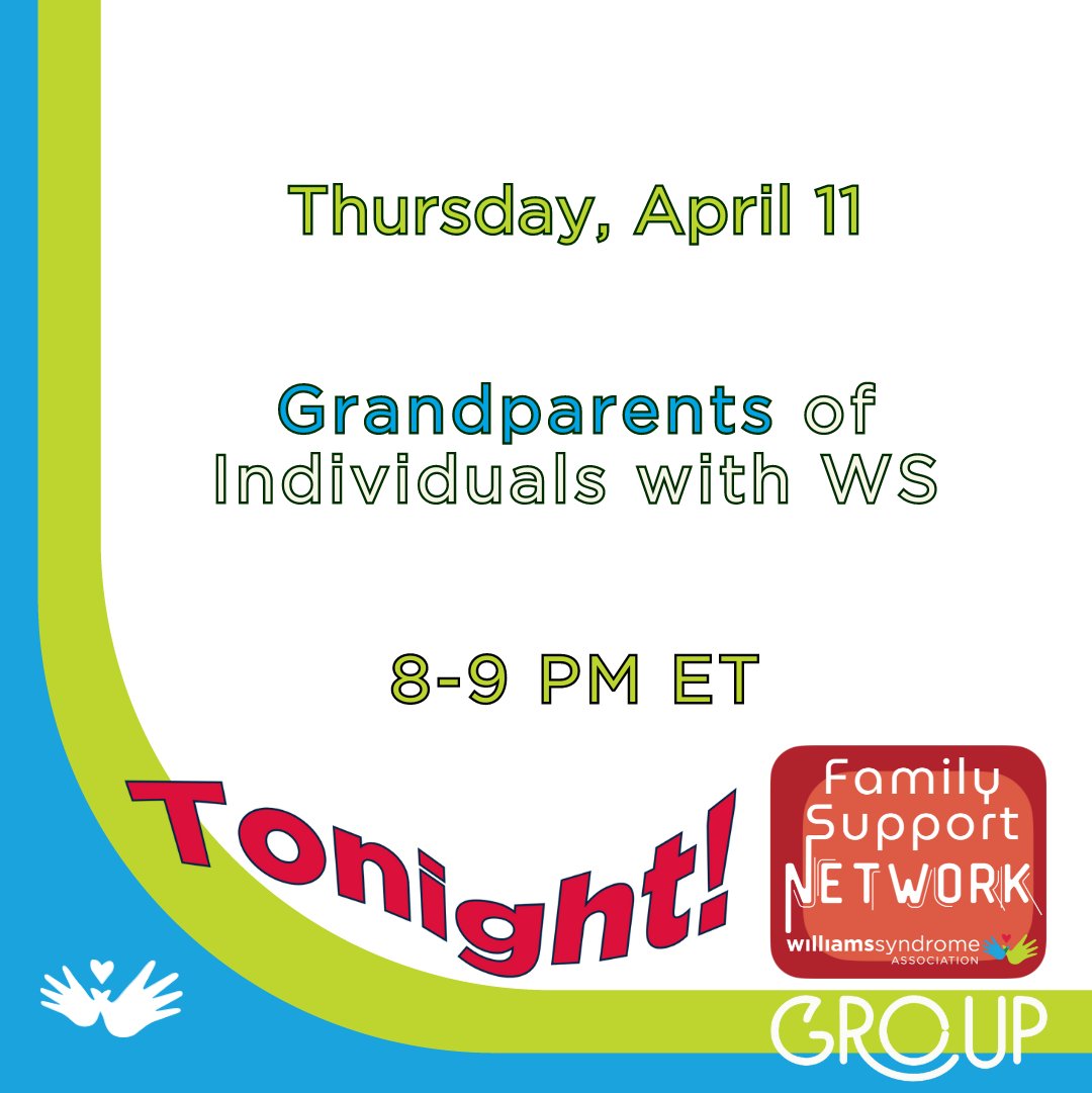 Grandparents play many vital roles in the Williams syndrome community. Join our WS Grandparent Family Support group to learn how to help your grandkids and their parents.

Info and registration here: williams-syndrome.org/events

#WSAgroup #WSGrandparents #WSAFSN #WSA #WSFamilySupport