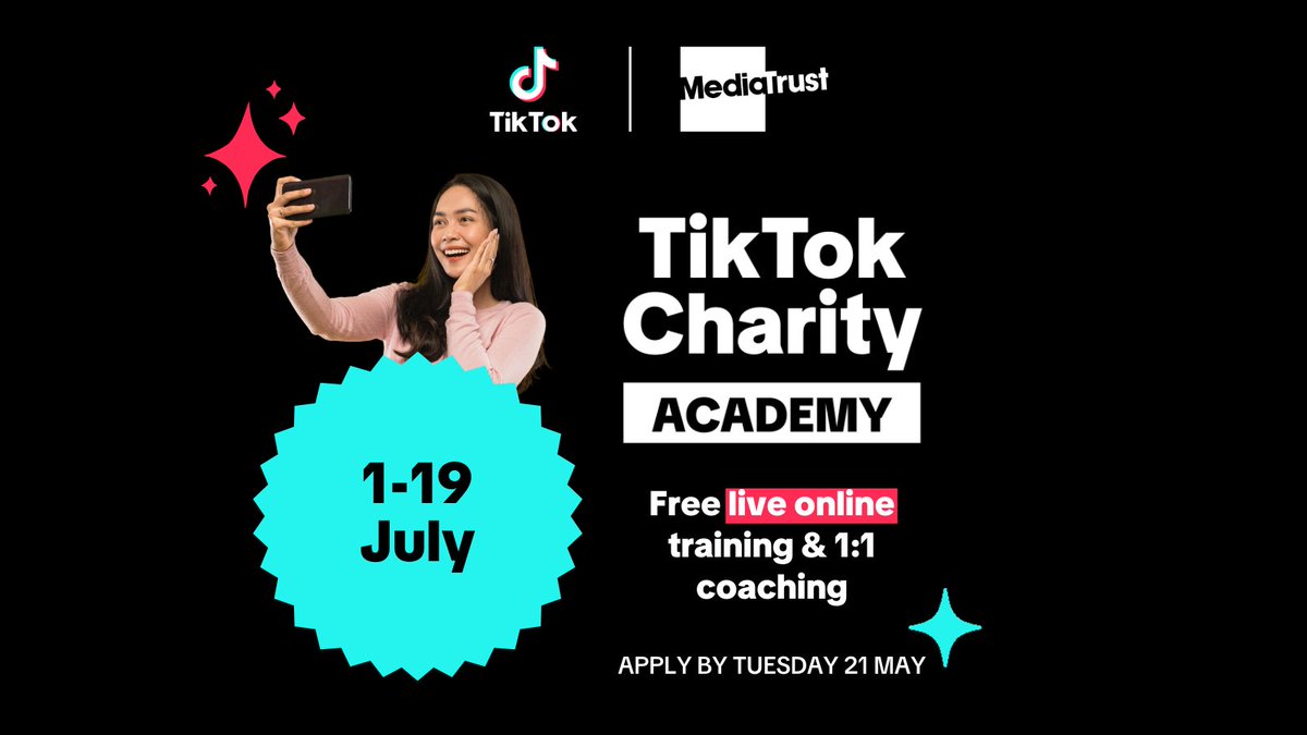 Join our #TikTokCharityAcademy this July to explore topics such as: ✨ TikTok Fundamentals ✨ Craft Your Content ✨ Maximise Your Charity's Impact Applications close on Tuesday 21 May: t.ly/Aqude