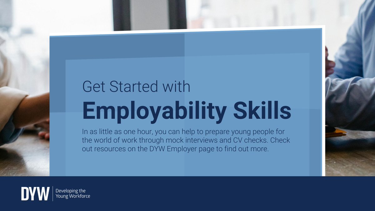 Support young people to prepare for the world of work through development of employability skills.

Find out more: ow.ly/p24J50RfXBQ

#PreparingYoungPeople
#ConnectingEmployers
#GetStartedWithDYW