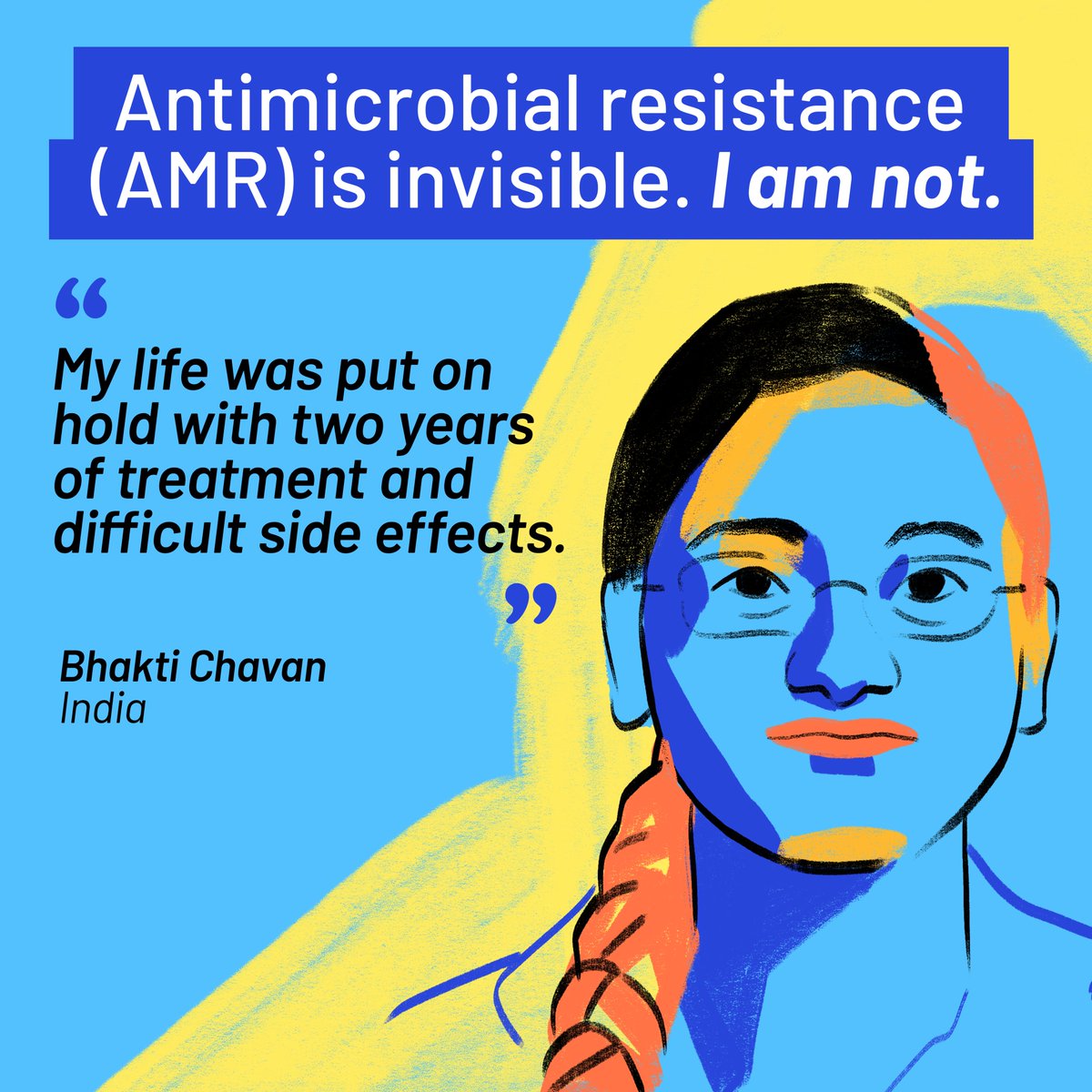 Bhakti's battle with drug-resistant #tuberculosis in 2017 was grueling, she had to endure daily painful injections & harsh side effects. Despite setbacks, she emerged as a champion for TB patients. Learn more about #AMRsurvivors & #AntimicrobialResistance ➡️…