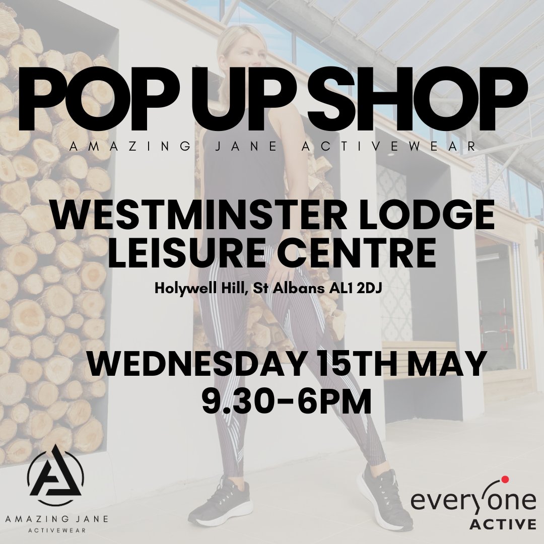 The first of the Amazing Jane Activewear Pop-Up Shops is just around the corner 😍 📍 Where? - @everyoneactive_westminster 🗓️ When? - Wednesday 15th May, 9:30am 'til 6pm Don't miss out on this exciting opportunity!