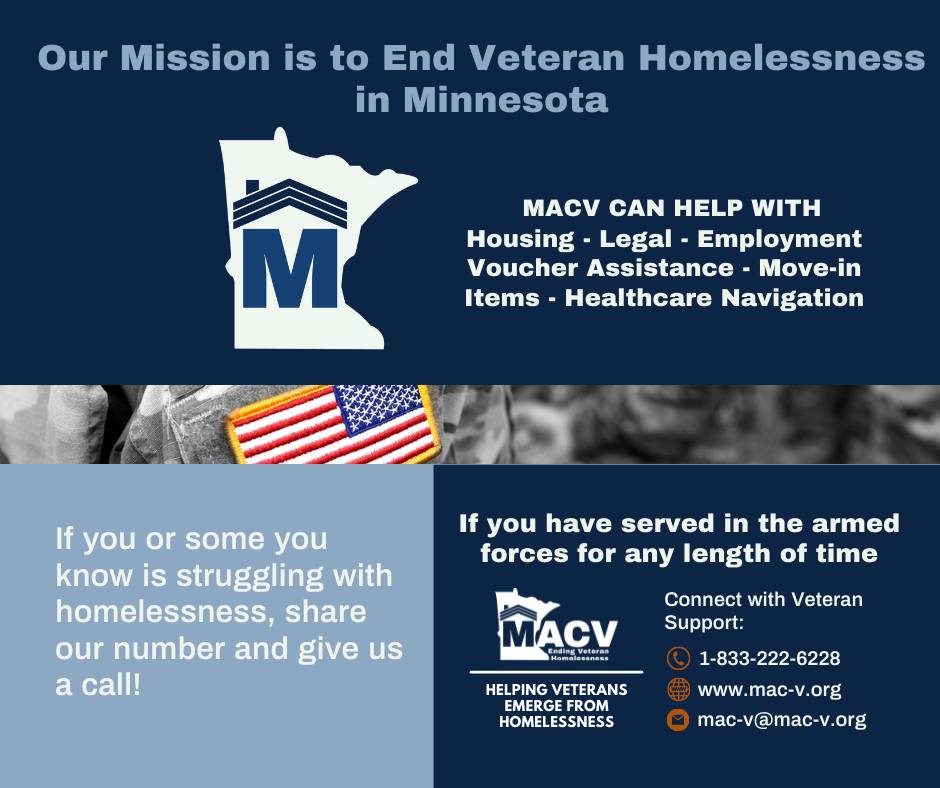 If you or a Veteran you know is facing homelessness, share this post and give MACV a call today! #EndVeteranHomelessness