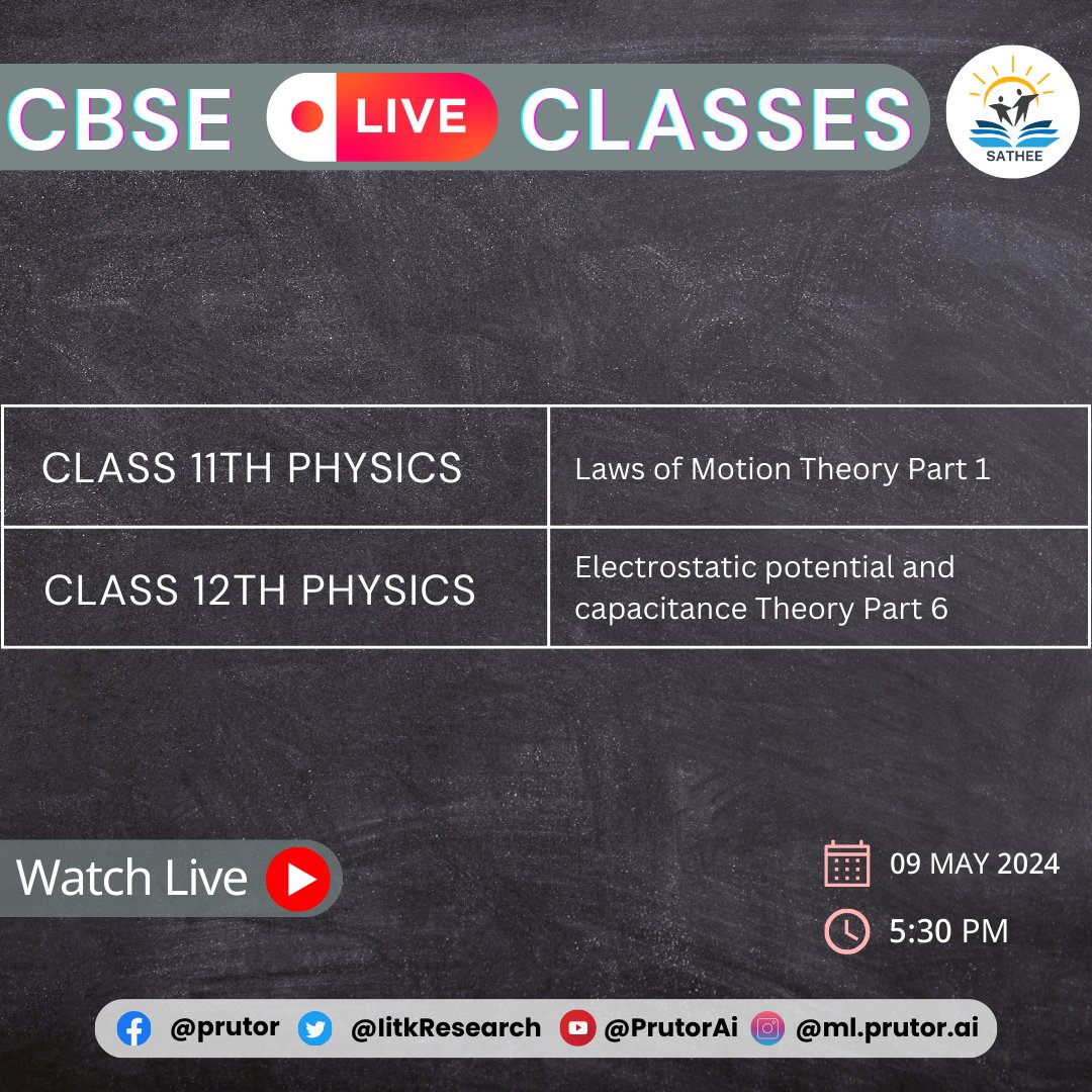 Join live CBSE session with the experts !!
Timing - 5:30 pm
Link for live class - sathee.prutor.ai/live-sessions/…
#CBSE #NEET #JEE #science #liveclasses #sathee #tipsandtricks #sciencestudents #onlinelearning
