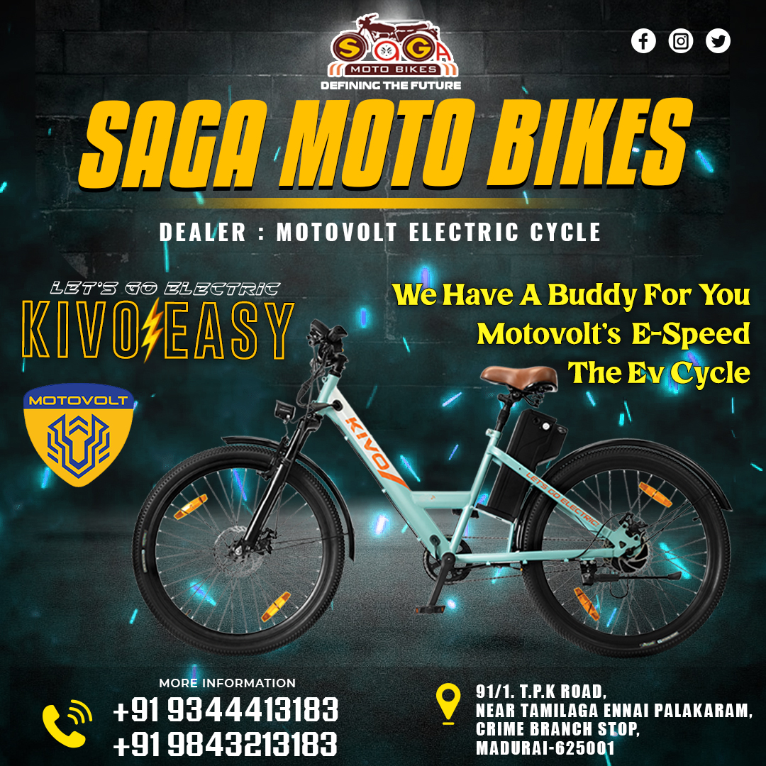 Kivo Easy - Saga Moto Bikes - Motovolt Electric Cycle - Madurai #serviceandwarranty #dealer #pedalassistmode #EnergyStorage #assistedbike #fastandflexing #improvefitness #ecofriendly #newtech #battery #urbn #safety #rideinfo #customersupport #performance #savings #trend #shop #hu