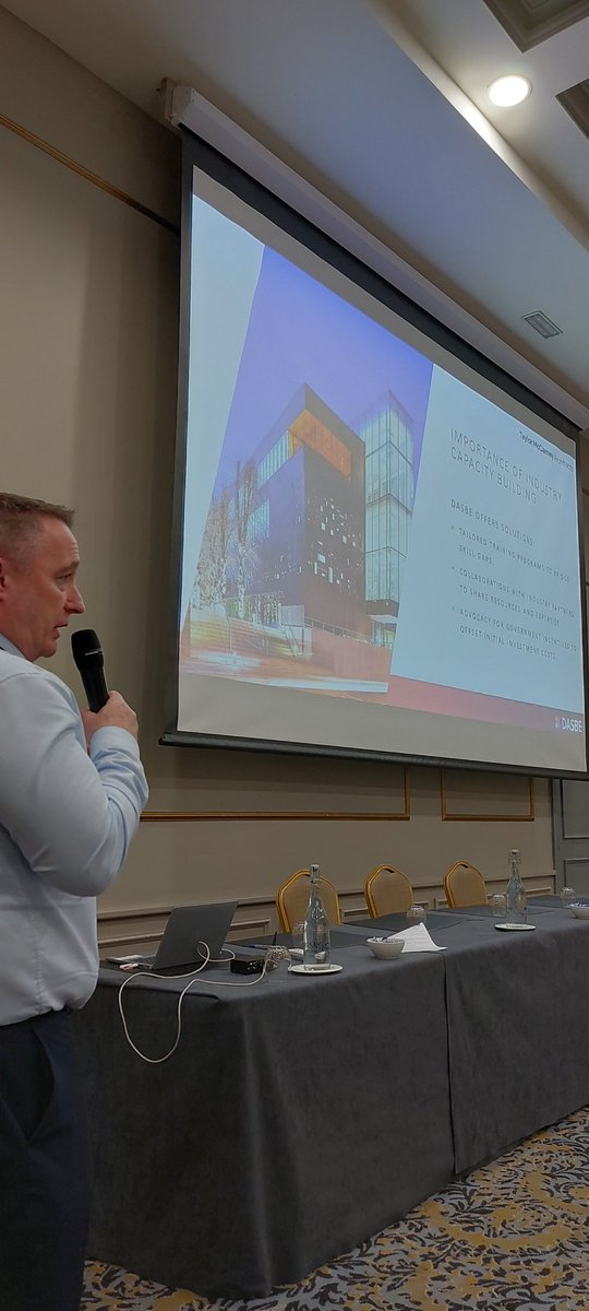Kevin McCarthy from Taylor McCarney Architects highlighting the benefits of @DASBE_Irl programmes to his practice and his professional work #BIM #Digitalskills
