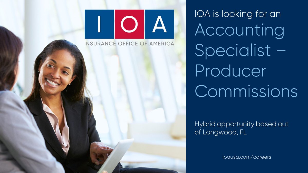Join our team! In case you missed it - #IOAUSA is #hiring an Accounting Specialist – Producer Commissions.

Want to learn more? Follow the link to our careers site below!
ioausa.com/job-openings/?… 

#AccountingCareers #FloridaCareers #OrlandoCareers